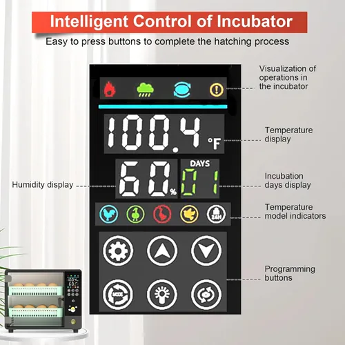 Miniatura 8 de Incubadoras Chalixion para incubar 24 huevos, incubadora de huevos con volteador automático de huevos, humidificador ultrasónico atomizado