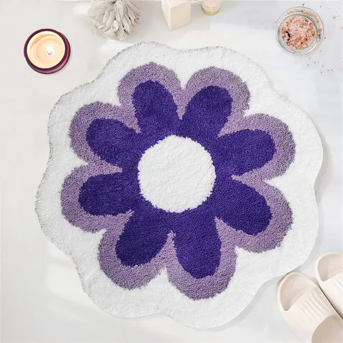 Miniatura 11 de YRXRUS Alfombra de baño de flores, alfombra de baño azul, tapetes de baño de belleza, alfombra de baño de microfibra ultrasuave, alfombra de flores