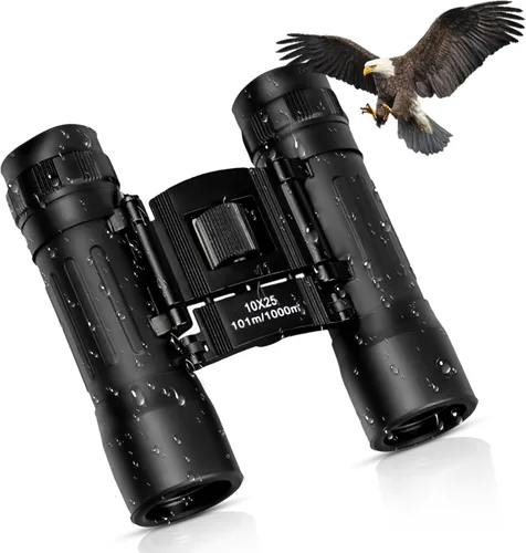 TrekTonic - Binoculares compactos de alta potencia de 10 x 25 para adultos y niños, portátiles con correa para el cuello, observación de aves,