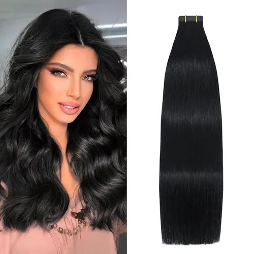 Miniatura 11 de Extensiones de cabello humano adhesivas, sedosas y lacias, 100% Remy, color marrón oscuro, para mujeres, 20 unidades por paquete