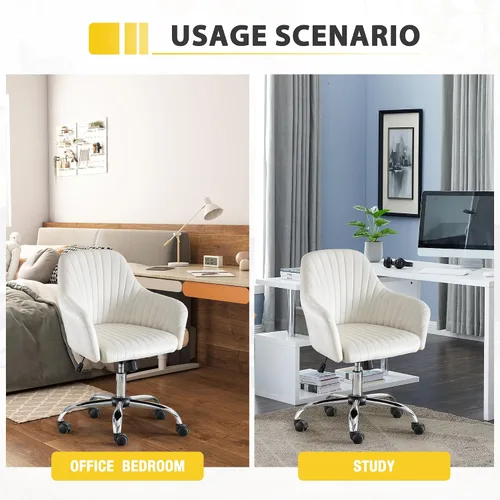 Miniatura 5 de anwickjeff Silla de escritorio de oficina de terciopelo con altura ajustable, silla de oficina moderna, silla de maquillaje, silla giratoria