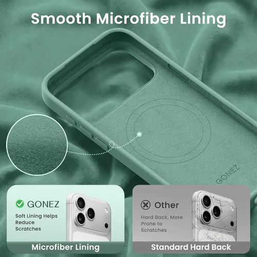 Miniatura 437 de GONEZ Funda de silicona para iPhone 15 Pro Max, compatible con Magsafe, protector de cámara + protector de pantalla, forro de microfibra suave