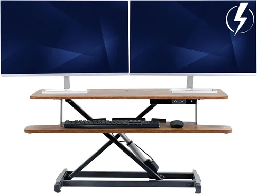 Miniatura 13 de VIVO 32 inch Electric Motor Desk Converter, Height Adjustable Riser, Sit to Stand Dual Monitor and Laptop Workstation with Wide Keyboard Tray