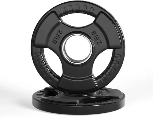 LIONSCOOL Placas de agarre olímpicas de goma de 2 pulgadas para entrenamiento de fuerza, levantamiento de pesas, placa de hierro fundido sólido para