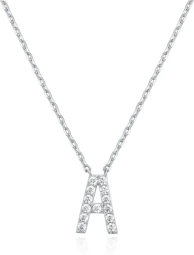 Miniatura 93 de PAVOI 14K White Gold Plated Cubic Zirconia Initial Necklace Letter Dainty Necklaces for Women