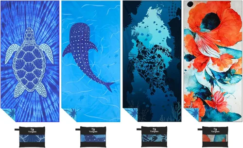 Miniatura 22 de Yongoes Paquete de 2 toallas de playa ligeras y delgadas de microfibra, sin arena, de secado rápido, súper absorbentes, toallas grandes