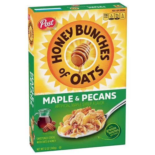 Miniatura 5 de Post Honey Bunches of Oats Cereal de desayuno de arce y nueces, cereal de avena con miel con sabor a arce y nueces, caja de 12 onzas (paquete de 2)