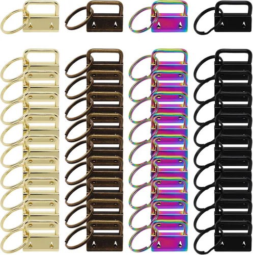 Miniatura 13 de Accesorios para llavero, 40 piezas de accesorios de llavero de 1 pulgada con anillo dividido para muñeca, cordón para llaves, kit de fabricación