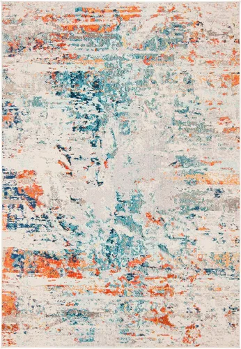 SAFAVIEH Madison Collection - Alfombra decorativa de 2 pies 2 pulgadas x 4 pies, color crema y naranja, diseño abstracto moderno, no desprende