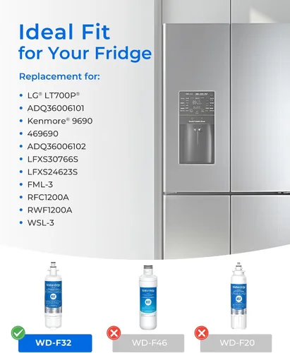 Miniatura 2 de Waterdrop 469690 ADQ36006101 Filtro de agua para refrigerador, repuesto para LG® LT700P®, ADQ36006102, Kenmore® 9690, LFXS30766S, LFXS24623S, FML-3