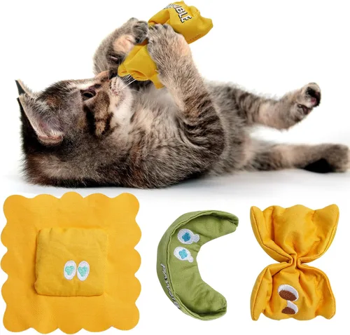 Miniatura 10 de Pawsible - 5 paquetes de juguetes de hierba gatera para gatos de interior - 100% hierba gatera orgánica rellena, sin algodón, juguetes duraderos