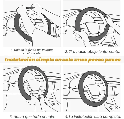 Miniatura 4 de Moly Magnolia Funda universal para volante de fibra de carbono, de 15 pulgadas, transpirable, antideslizante, negra, de cuero y fibra de carbono