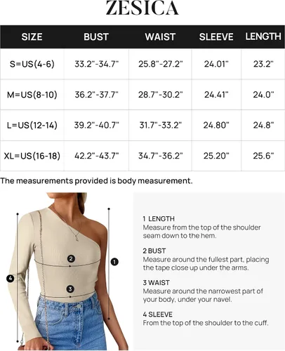 Miniatura 6 de ZESICA Camisetas de manga larga con un hombro para mujer, camisetas básicas ajustadas y ligeras de punto acanalado para otoño 2023