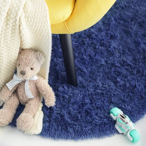 Miniatura 2 de ISEAU Alfombra ovalada esponjosa, moderna alfombra de felpa lanuda para dormitorio de niños, extra cómoda, bonita, alfombra de noche para habitación