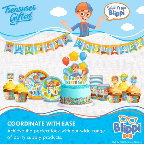 Miniatura 6 de Treasures Gifted Platos de postre Blippi con licencia oficial de 24 unidades – Platos de fiesta Blippi de 7 pulgadas – Suministros de fiesta