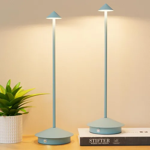 Paquete de 2 lámparas de mesa LED recargables de 6000 mAh, inalámbricas, 3000 K-6000 K, lámparas táctiles de atenuación continua con función de