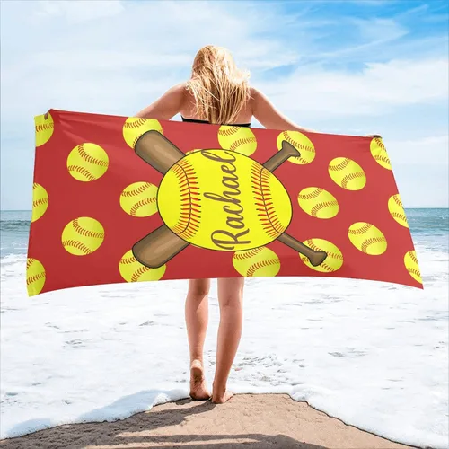 Miniatura 19 de Toalla de playa personalizada con diseño de pelotas de fútbol divertidas con nombre, toallas de piscina de viaje de microfibra personalizadas de 2