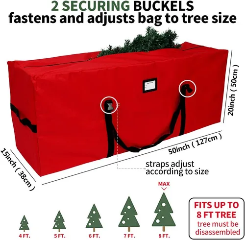 Miniatura 2 de AerWo Bolsa de almacenamiento para árbol de Navidad de 7.5 pies, caja de almacenamiento grande para árbol de Navidad, contenedores de almacenamiento