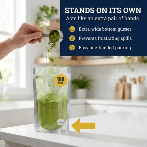 Miniatura 7 de Performore Bolsas de pie de 5 x 8 pulgadas, bolsas resellables con cierre hermético para almacenamiento de alimentos, bolsas de Mylar resistentes