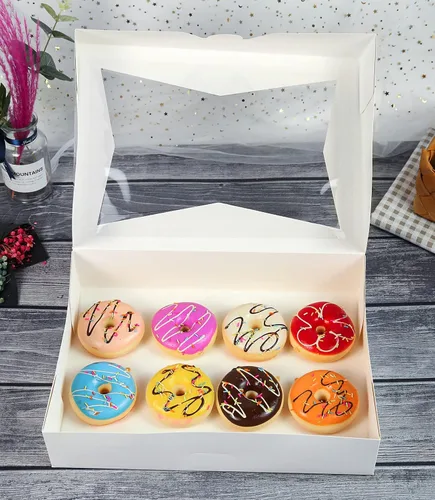 Miniatura 4 de Paquete de 15 cajas blancas de pastelería para panadería de 16 x 11 x 2.75 pulgadas, donas grandes, magdalenas, cajas de galletas con ventana