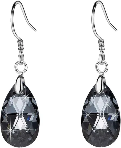 Miniatura 50 de Aretes colgantes de cristal austriaco con forma de lágrima para mujer, joyería hipoalergénica de plata de ley 925