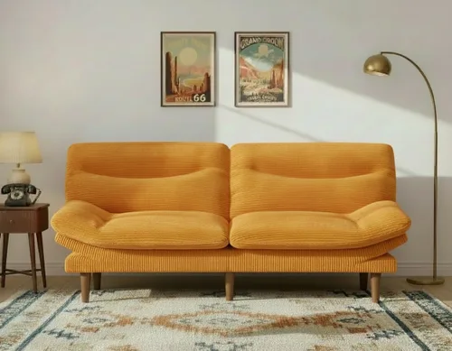 Miniatura 13 de Sofá cama futón de 75 pulgadas, futón 3 en 1 con respaldo y reposabrazos ajustables, sofá cama convertible pequeño plegable con cojín extraíble