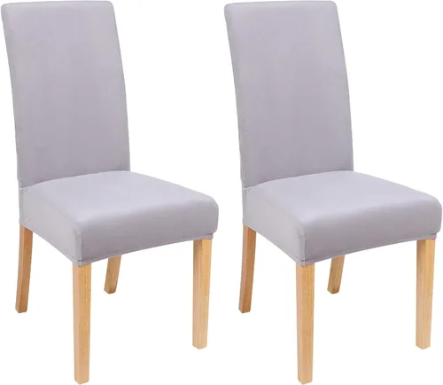 Miniatura 45 de smiry - Fundas para sillas de comedor de terciopelo elástico y suave, extraíbles, Terciopelo, Beige