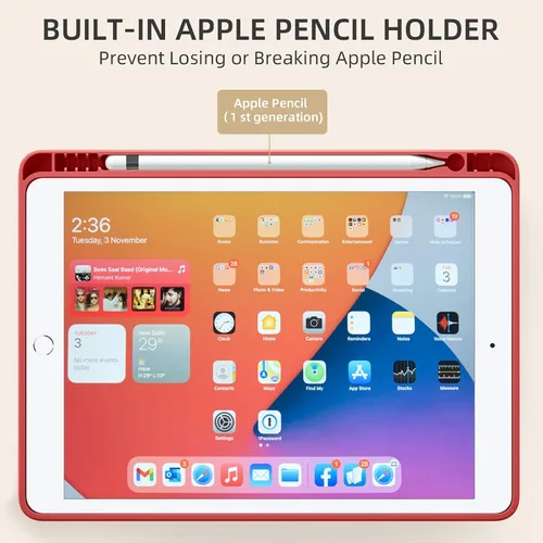 Miniatura 4 de Akkerds - Funda Compatible con iPad de 10.2 Pulgadas 2021/2020/2019, para iPad de 9ª/8ª/7ª Generación con Soporte para Lápiz, Funda Protectora