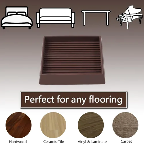 Miniatura 2 de Copas cuadradas de goma para muebles de 3 x 3, almohadillas antideslizantes para muebles, tapones de cama con agarre, protegen cualquier suelo