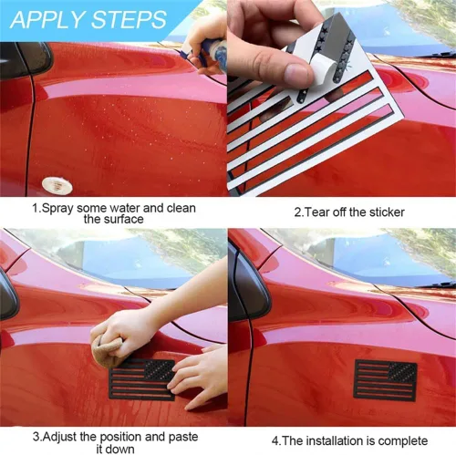 Miniatura 4 de Paquete de 2 insignias de guardabarros con bandera estadounidense 3D de Estados Unidos para automóvil, camión, SUV, calcomanía de bandera de Estados
