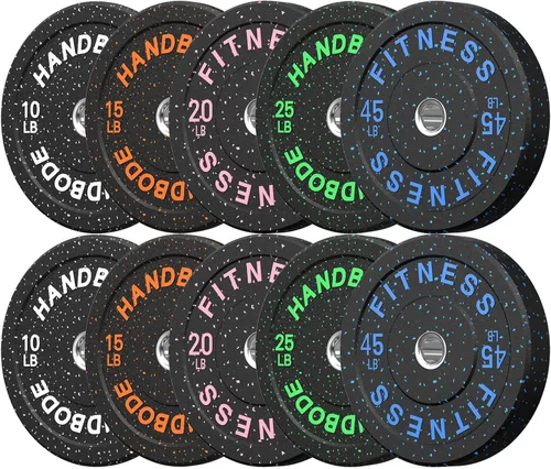 HANDBODE Placas de Parachoques de 2 Pulgadas de Alto Rebote, Juego de Placas de Peso Olímpico 45/100/160/190/260/300lb, Juego de Placas de Peso de
