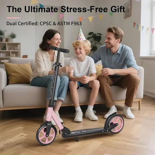 Miniatura 4 de Patinete para niños de 5 a 12 años, adolescentes, patinete plegable ligero para adultos con ruedas de 8 pulgadas, carga máxima 240 LBS, regalo