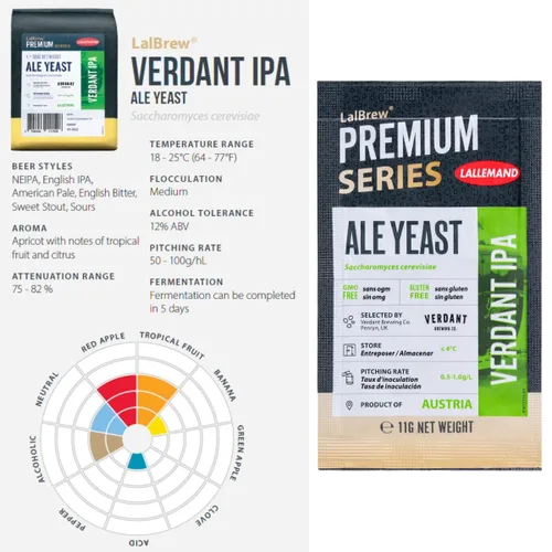 Miniatura 3 de LalBrew Verdant IPA Brewing Levadura (paquete de 2) - Hacer cerveza en casa - 0.39 oz Sachets - Saccharomyces cerevisiae - Vendido por CAPYBARA