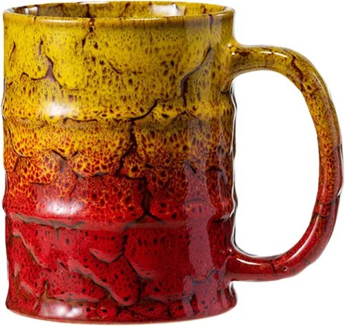 Miniatura 13 de Taza de café de cerámica marrón y amarilla de 20 onzas, grande, apta para lavavajillas y microondas, perfecta para la oficina y el hogar marrón