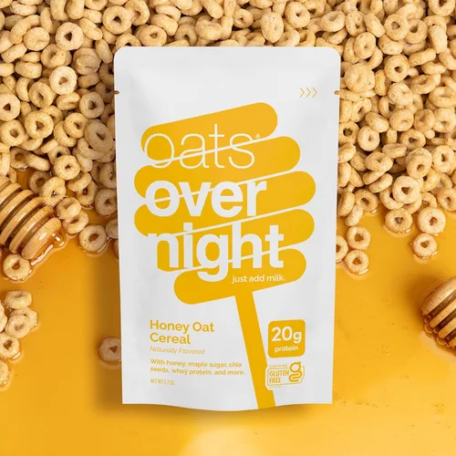 Miniatura 6 de Oats Overnight Cereal de avena con miel, avena durante la noche con 0.71 onzas de proteína de suero de leche, batido de proteína de desayuno alto