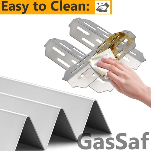 Miniatura 6 de GasSaf Barras aromatizantes de 17 pulgadas para parrillas de gas Weber Genesis II 300, deflectores de calor 304 para Weber GS4 Genesis II E-310, II