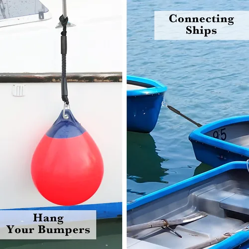 Miniatura 6 de Líneas de defensa de 2.5 pies, 2 piezas, líneas elásticas premium para barco con clip de acero inoxidable 316 para parachoques de barco/defensa