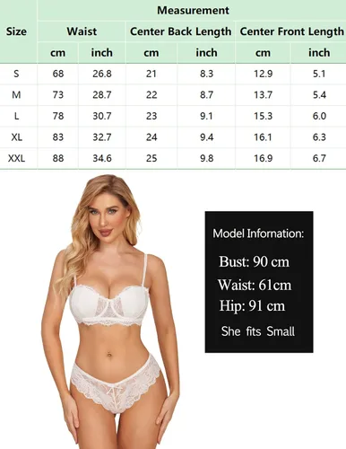 Miniatura 7 de Avidlove Bragas de encaje floral para mujer, ropa interior sexy hipster en forma de V