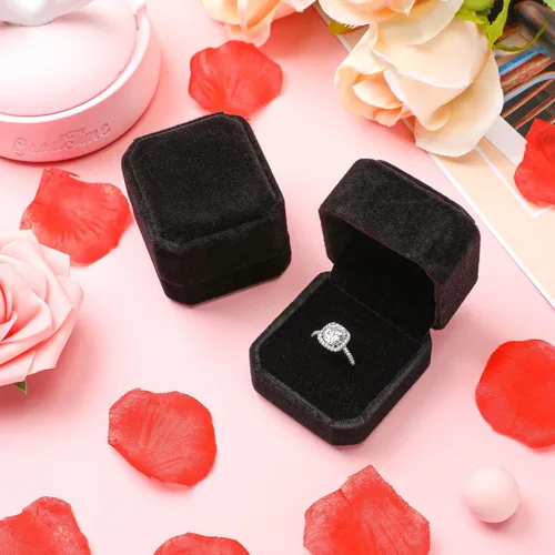 Miniatura 26 de Laumoi Caja de terciopelo para anillos de 36 piezas para ceremonia de boda, cajas de joyería de compromiso, estuche de exhibición para anillos