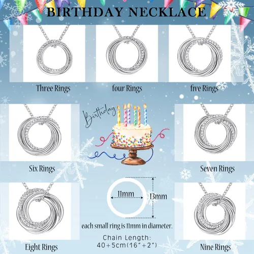 Miniatura 5 de Annamate Regalos de cumpleaños para mujer, collar de plata de ley 30, 40, 50, 60, 70, 80, 90, collar de cumpleaños para ella de 3, 4, 5, 6, 7, 8, 9