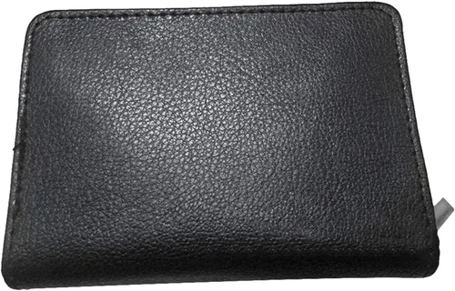 Miniatura 8 de Cartera de piel con bloqueo RFID para hombres y mujeres con cremallera, gran capacidad de almacenamiento, Marrón, Negro