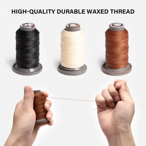 Miniatura 4 de WUTA Juego de agujas de coser a mano de hilo encerado, suministros de costura de cuero para tapicería del hogar, bolsas de lona de cuero, sofá