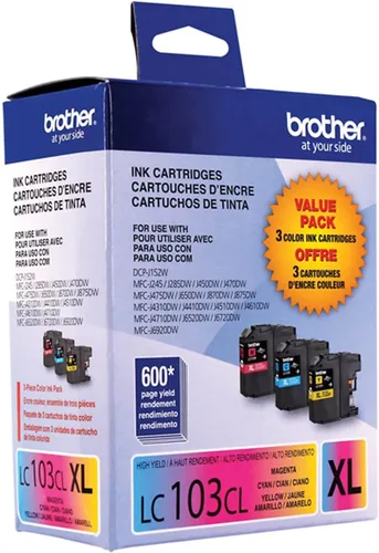 Miniatura 6 de Brother LC1033PKS, LC-103, Tinta de alto rendimiento Innobella, rendimiento de 600 páginas, paquete de 3, cian-magenta-amarillo