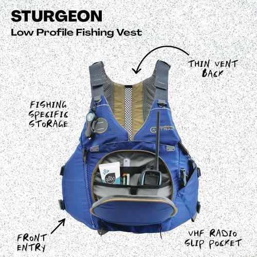 Miniatura 2 de Astral Chaleco salvavidas Sturgeon - Chaleco salvavidas de alta ventilación USCG tipo III PFD para adultos para pesca y turismo Azul marino