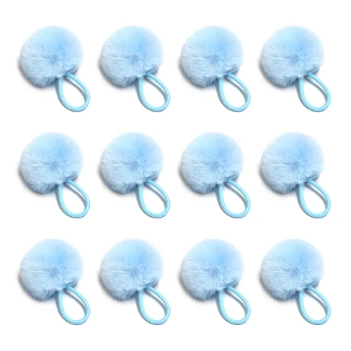Miniatura 19 de SUSULU Bandas elásticas de pelo sintético de conejo con pompón para mujer, banda de goma con soporte de cola de caballo de 2.0 in, accesorios 6