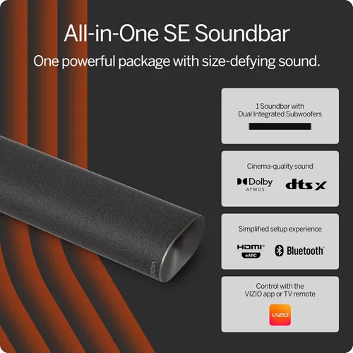 Miniatura 2 de VIZIO Barra de sonido todo en uno SE con Dolby Atmos y DTS:X, altavoz Bluetooth, compatible con QuickFit™ - SV210Y-08 (nuevo, modelo 2024)