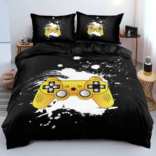 Miniatura 29 de Juego de funda de edredón de tamaño individual con estampado 3D de Gamepad azul para niños, fundas de edredón y fundas de almohada para dormitorio