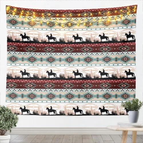 Miniatura 12 de Tapiz de vaca de las tierras altas, tapices aztecas nativos del suroeste, animales de granja, arte exótico nórdico, atrapasueños, arte de pared