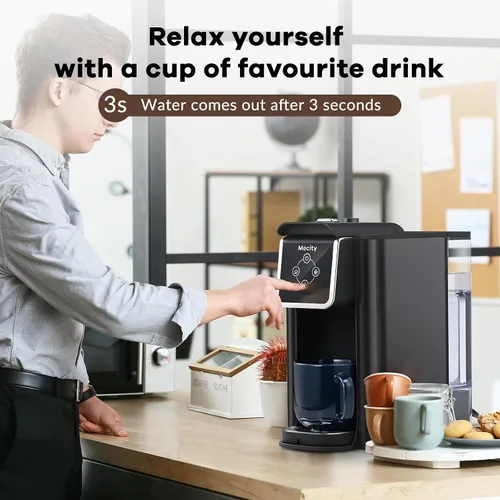 Miniatura 4 de Mecity Cafetera 3 en 1 de una sola porción, máquina de café compatible con cápsulas K Cup, cafetera instantánea, tetera, taza de 6,8,10 onzas, Gris