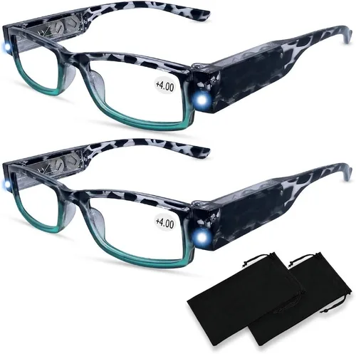 Miniatura 12 de Gafas de lectura con luz brillante lectores LED lupa iluminada lector nocturno